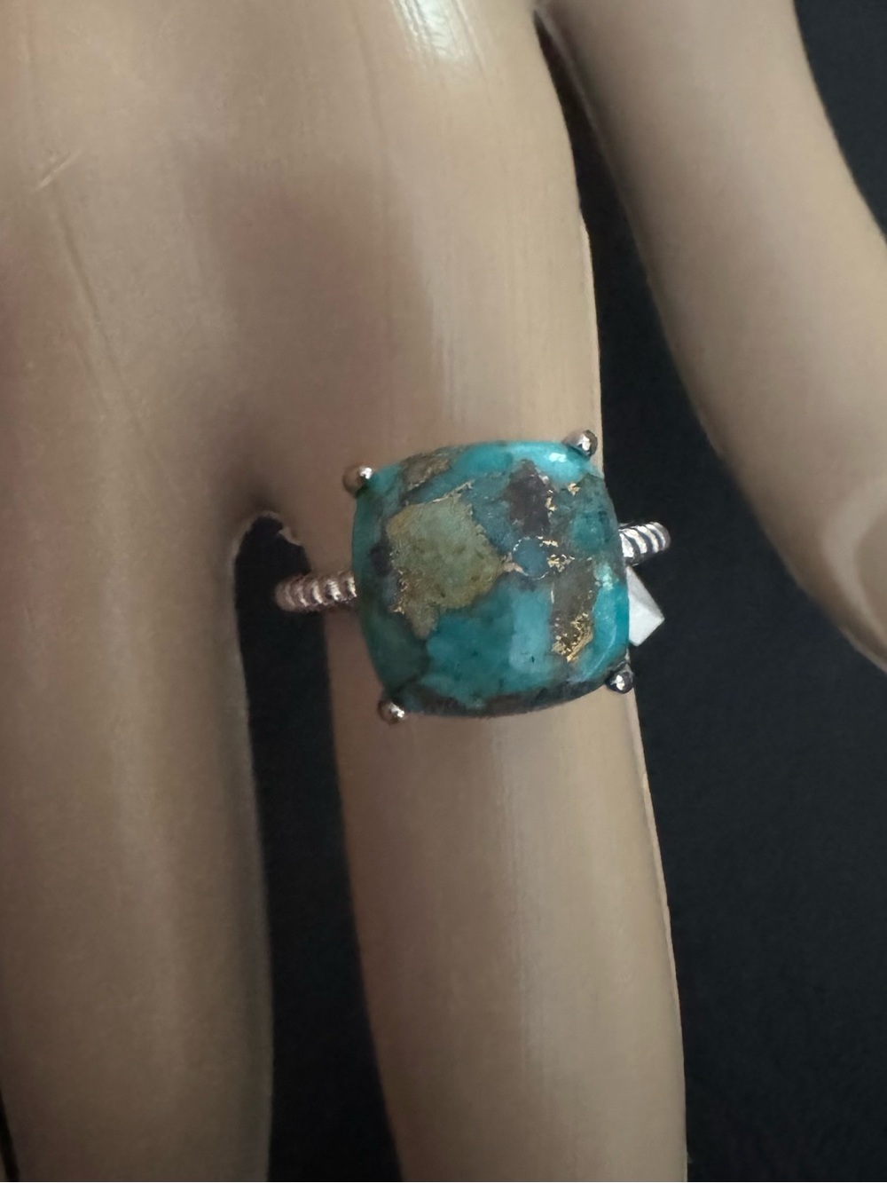 Sterling silver turquoise composite stone ring